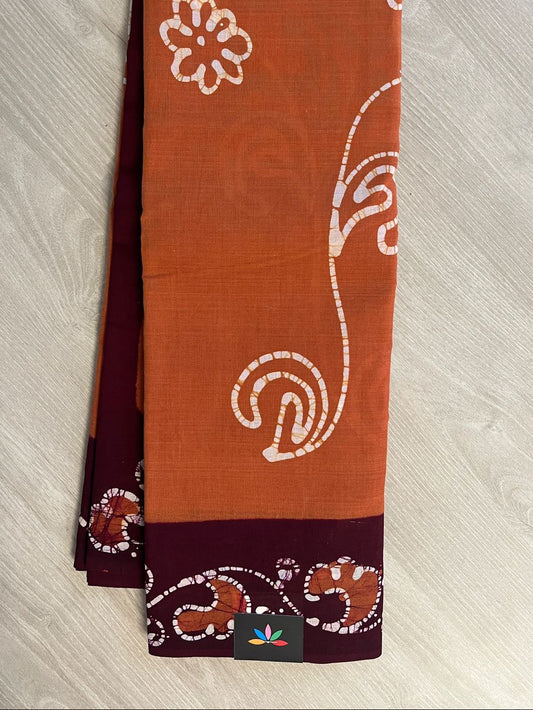 Traditional Hand Batik Cotton Saree -26435