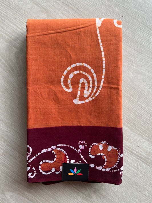 Traditional Hand Batik Cotton Saree -26435