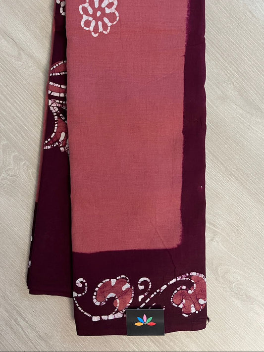 Traditional Hand Batik Cotton Saree -26436