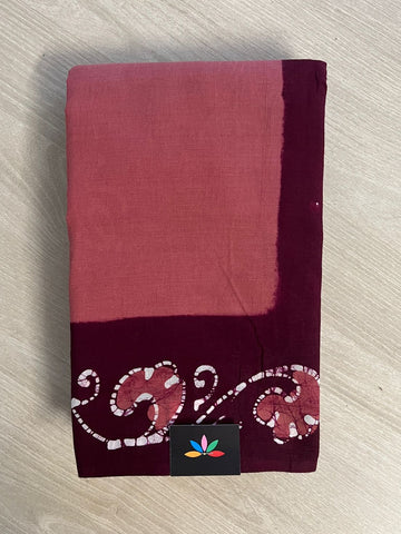 Traditional Hand Batik Cotton Saree -26436