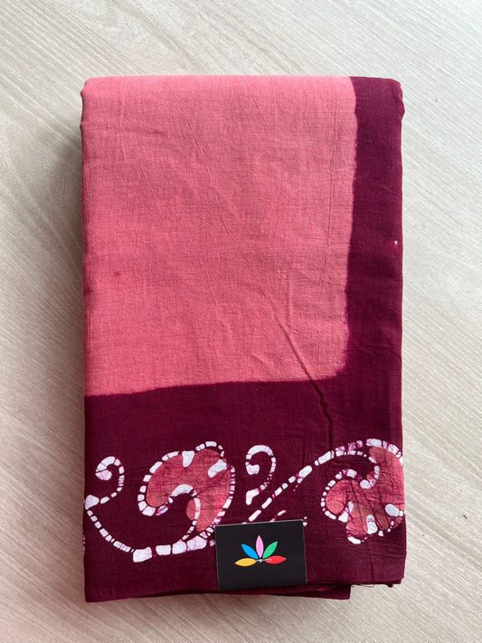 Traditional Hand Batik Cotton Saree -26436