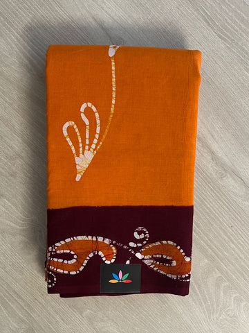 Traditional Hand Batik Cotton Saree -26437