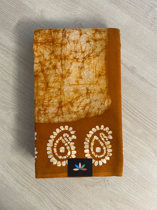 Traditional Hand Batik Cotton Saree -26438