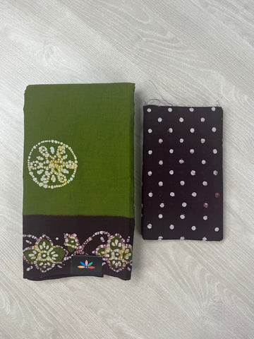 Traditional Hand Batik Cotton Saree -26441