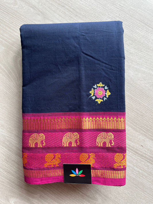 Handblock Block Printed Chettinad Cotton Saree - 26453