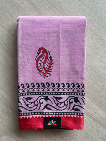 Block Printed Bengal Cotton Saree -26460