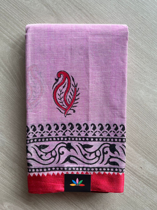 Block Printed Bengal Cotton Saree -26460