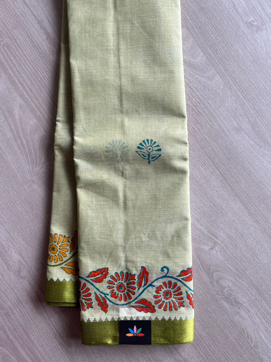Block Printed Bengal Cotton Saree -26461