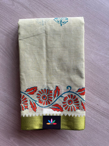 Block Printed Bengal Cotton Saree -26461