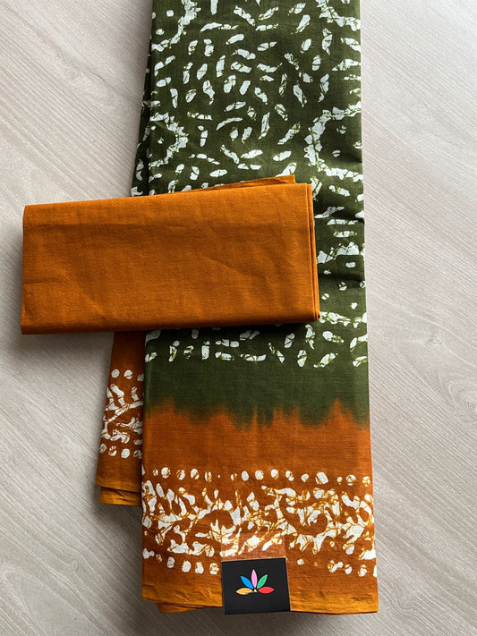 Batik Printed Cotton Saree -26468