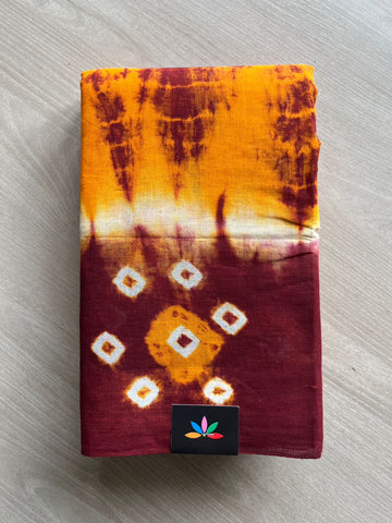 Contrast Border Shibori Printed Cotton Saree -26477