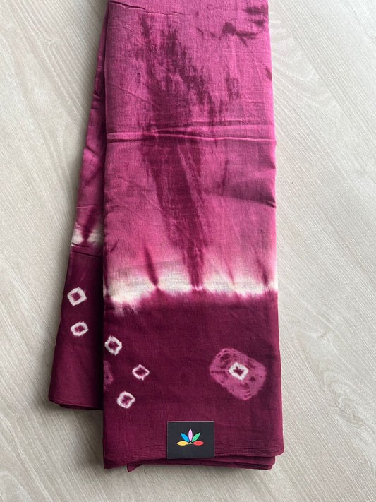 Contrast Border Shibori Printed Cotton Saree -26479