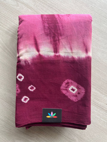 Contrast Border Shibori Printed Cotton Saree -26479