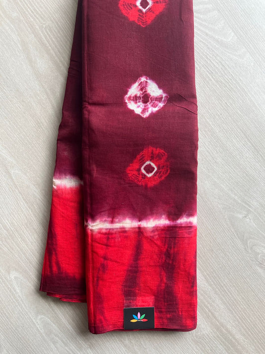 Contrast Border Shibori Printed Cotton Saree&nbsp; -26481