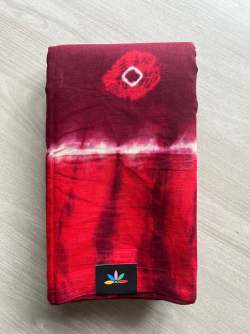 Contrast Border Shibori Printed Cotton Saree&nbsp; -26481