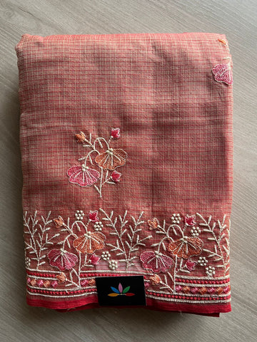 Sienna Brown Machine Embroidered Kota Saree -26566