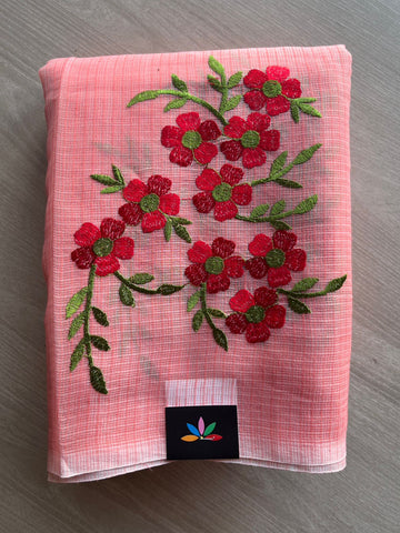 Simple Embroidery Kota Saree with Contrast Blouse-26597