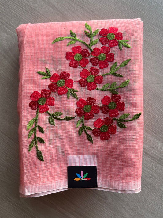 Simple Embroidery Kota Saree with Contrast Blouse-26597