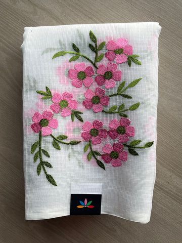 Simple Embroidery Kota Saree with Contrast Blouse-26605-26606