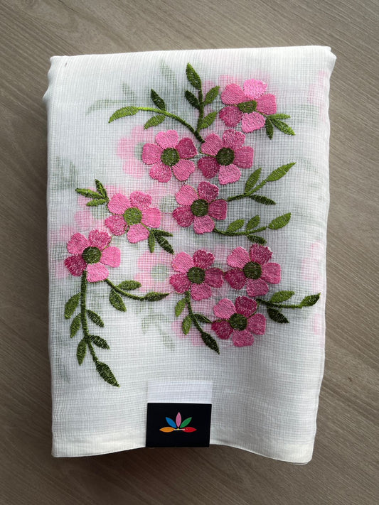 Simple Embroidery Kota Saree with Contrast Blouse-26605-26606