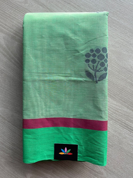 Handloom Fine Cotton Saree with Contrast Pallu and Blouse -26610