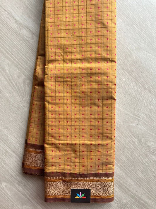 Handwoven Lakshadeepam Small Border Kanchi Cotton Saree -26614