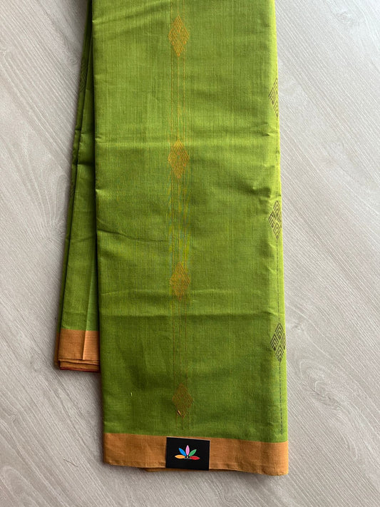 Handloom Fine Cotton Saree with Contrast Pallu and Blouse - 26617