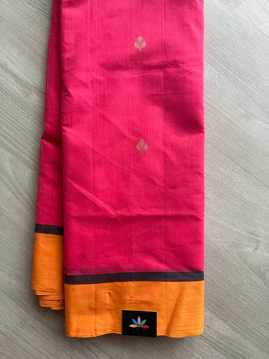 Handloom Fine Cotton Saree with Contrast Pallu and Blouse - 26619