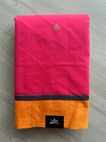 Handloom Fine Cotton Saree with Contrast Pallu and Blouse - 26619