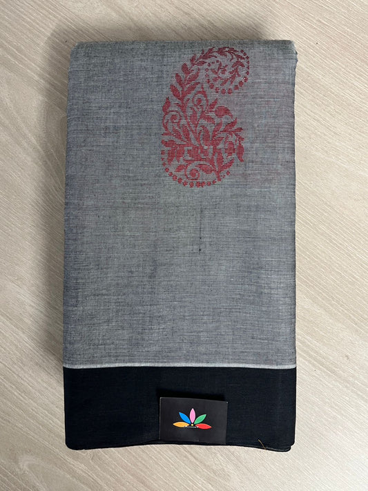 Handloom Fine Cotton Saree with Contrast Pallu and Blouse - 26623