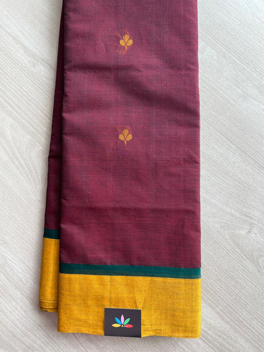 Handloom Fine Cotton Saree with Contrast Pallu and Blouse - 26625