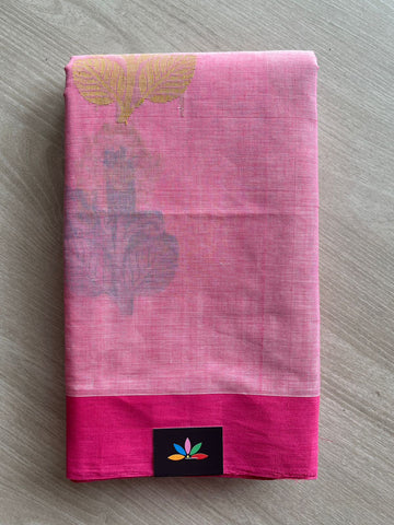 Handloom Fine Cotton Saree with Contrast Pallu and Blouse - 26626