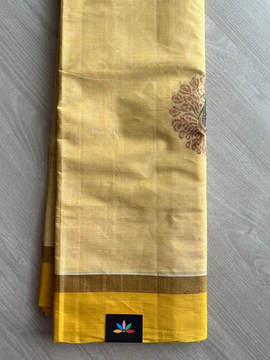 Handloom Fine Cotton Saree with Contrast Pallu and Blouse - 26628