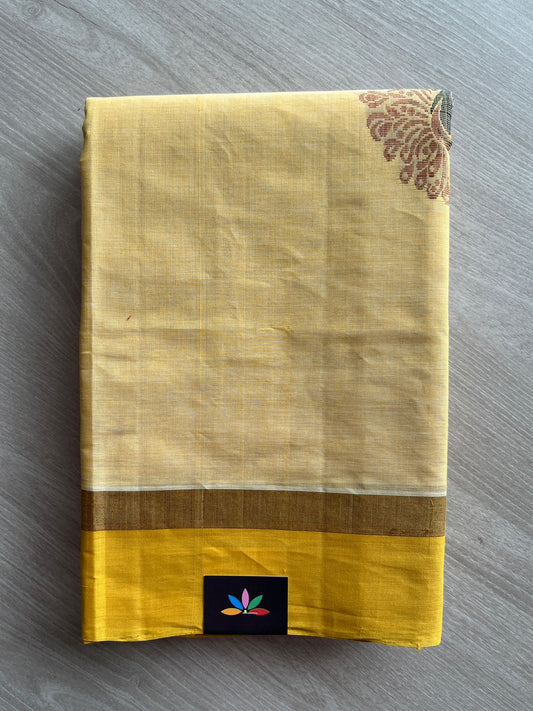 Handloom Fine Cotton Saree with Contrast Pallu and Blouse - 26628