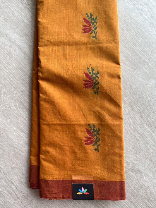 Handloom Fine Cotton Saree with Contrast Pallu and Blouse - 26632