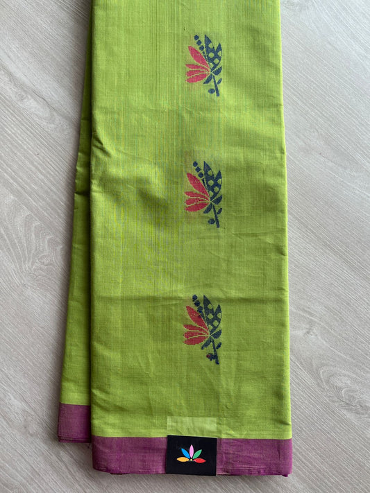Handloom Fine Cotton Saree with Contrast Pallu and Blouse - 26633