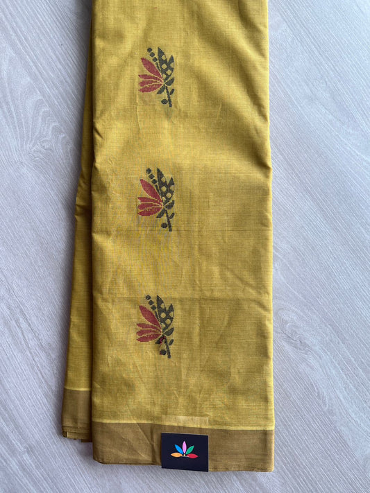 Handloom Fine Cotton Saree with Contrast Pallu and Blouse - 26634