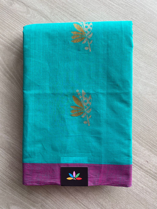 Handloom Fine Cotton Saree with Contrast Pallu and Blouse - 26635