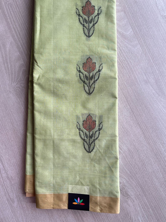 Handloom Fine Cotton Saree with Contrast Pallu and Blouse - 26636