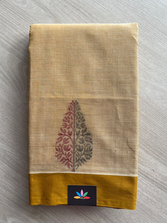 Handloom Fine Cotton Saree with Contrast Pallu and Blouse - 26638