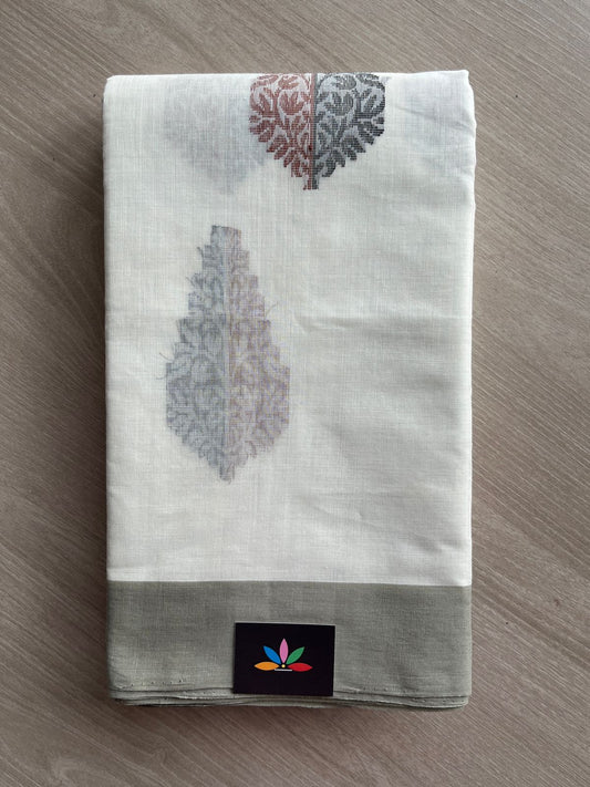 Handloom Fine Cotton Saree with Contrast Pallu and Blouse - 26639