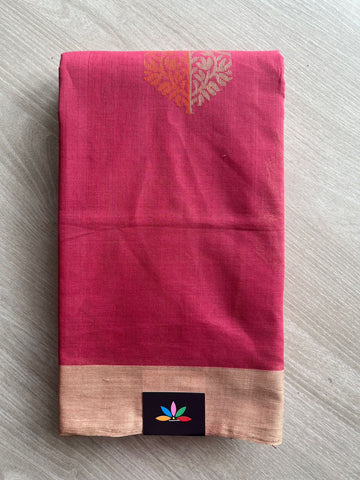 Handloom Fine Cotton Saree with Contrast Pallu and Blouse - 26640