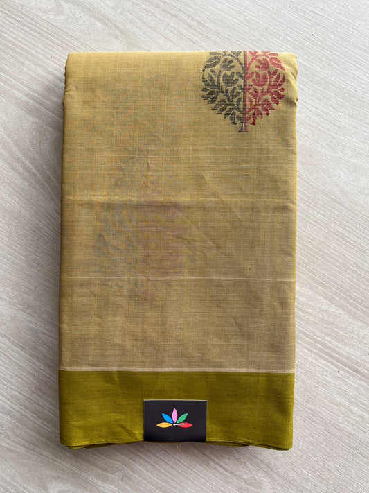 Handloom Fine Cotton Saree with Contrast Pallu and Blouse - 26641