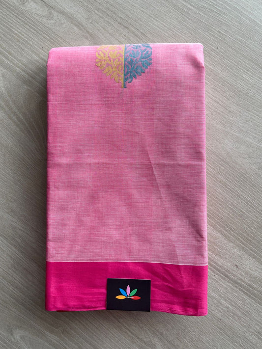 Handloom Fine Cotton Saree with Contrast Pallu and Blouse - 26643