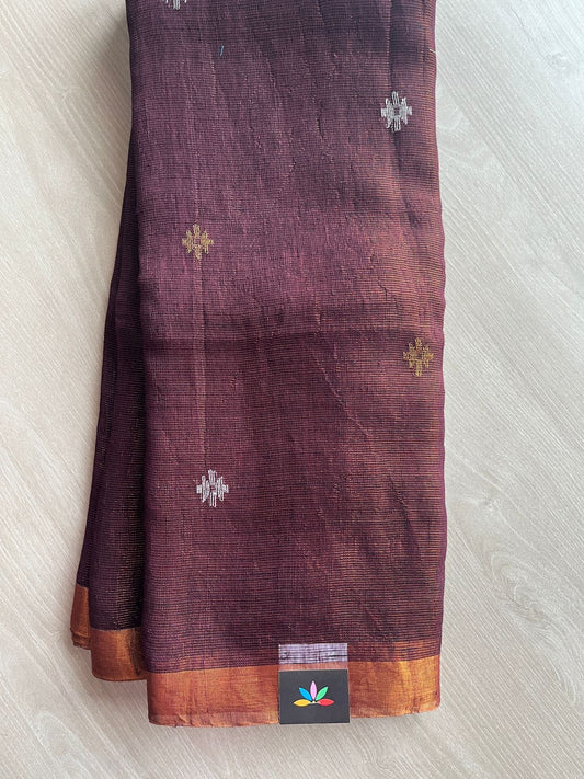 Handloom Tissue Linen Jamdani Saree -26650