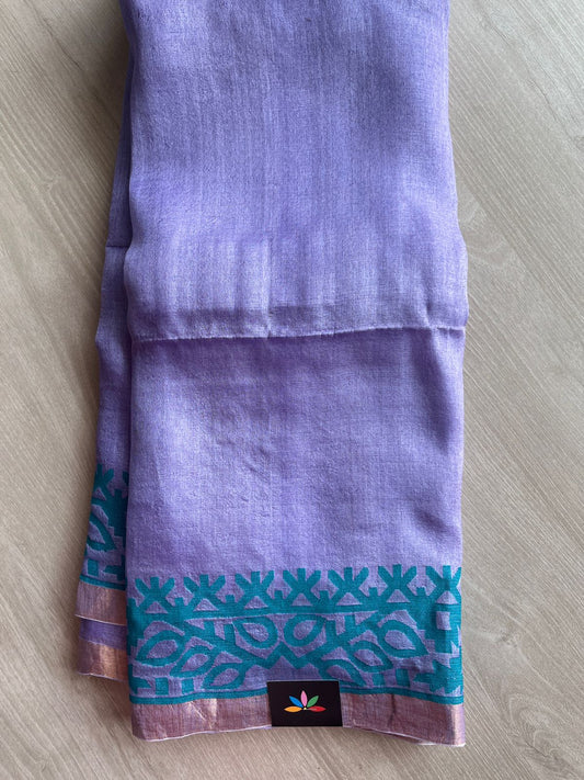 Handwoven Dhakai Tussar Silk Jamdani Saree - 26677