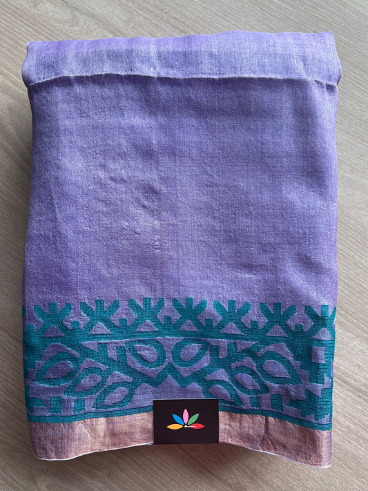 Handwoven Dhakai Tussar Silk Jamdani Saree - 26677