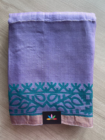 Handwoven Dhakai Border Handloom Tussar Silk Saree - 26677