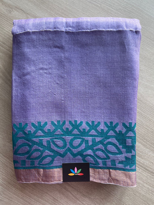 Handwoven Dhakai Tussar Silk Jamdani Saree - 26677