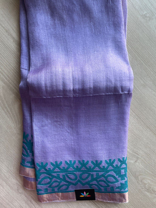 Handwoven Dhakai Tussar Silk Jamdani Saree - 26677